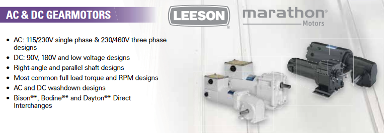 Leeson Marathon AC DC Gearmotors